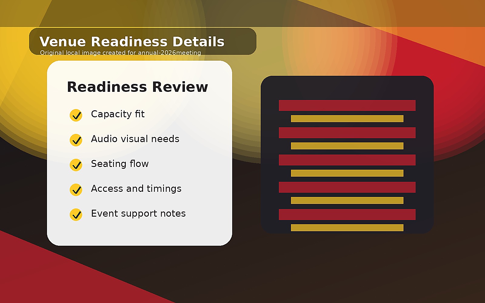Readiness checklist for event spaces